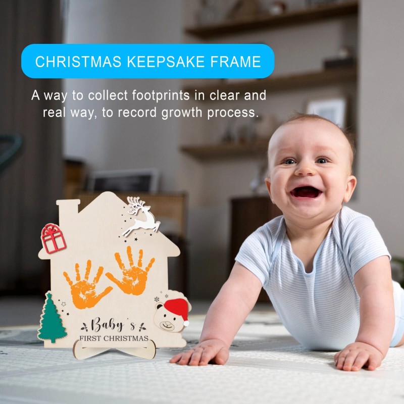 Lawrence Frames Baby First Christmas Gift DIY Wooden Footprint Frame