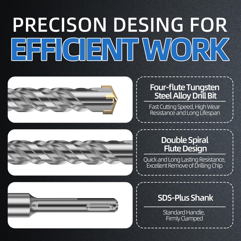 HUHAO 9/16 Inch x 6-9/32 Inch SDS Plus Masonry Drill