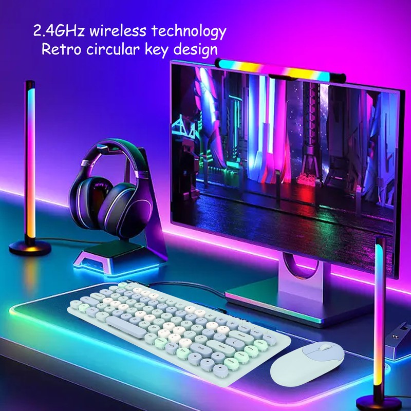 Wireless Keyboard Mouse Combo 2.4GHz Wireless Mouse 86 Keys Colorful
