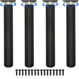 FETZCM Pack of 4 Replacement Furniture Feet, Black Metal, TV Lowboard Furniture Feet, DIY Furniture Feet, Table Legs, Cabinet Feet, Bed for Chairs, Cabinet and Sofa, Furniture Legs (Black, 25 cm)