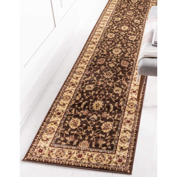 Unique Loom Voyage Collection Traditional Oriental Classic Intricate Design Area Rug, 2' 7" x 10' Runner, Brown/Green