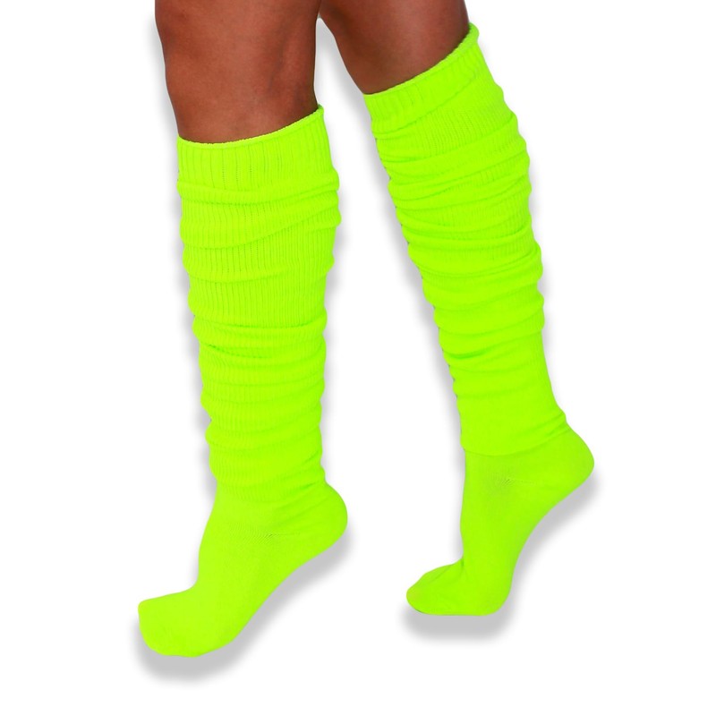 NEON NATION Extra Long Solid Color Thigh High Knit Socks