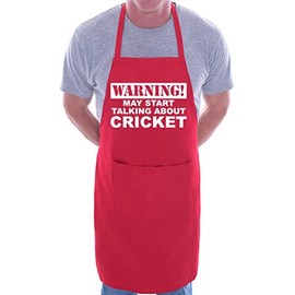 May Start Talking About Cricket BBQ Cooking Funny Novelty Apron Red