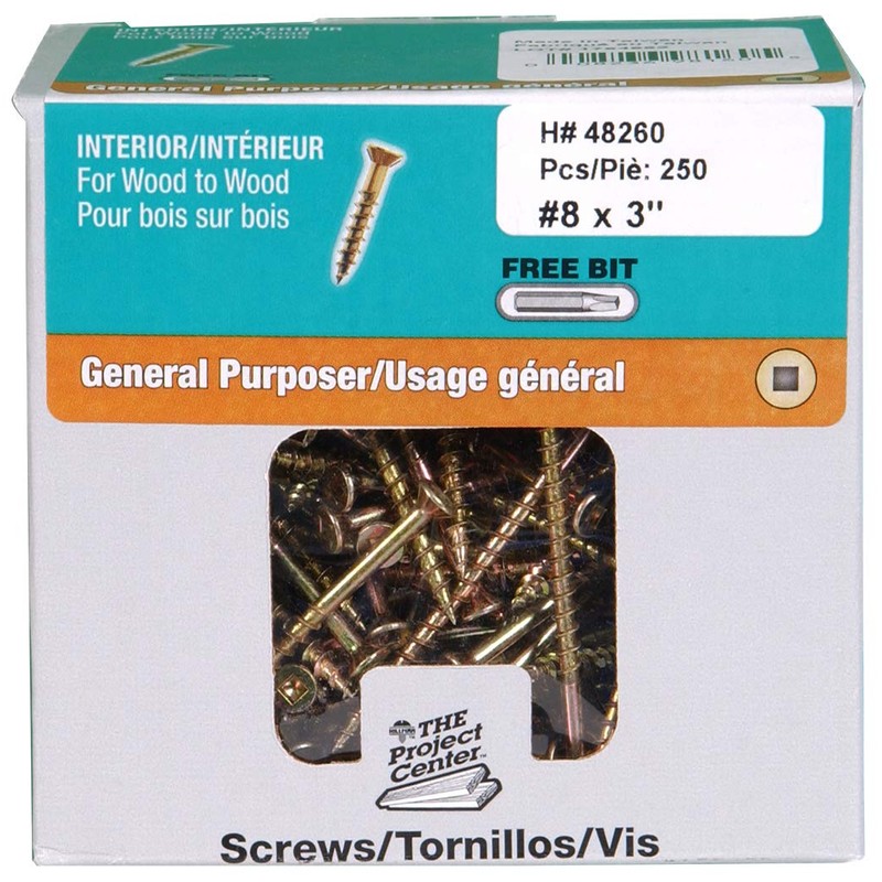 Hillman 48260 8 X 3-Inch Square Drive Multipurpose Wood Screw,