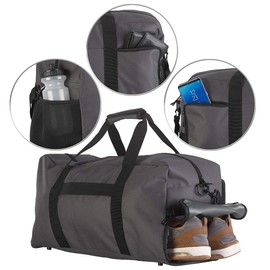 Xcase Sports & Travel Bag, 4 Outer Compartments, Dirty Laundry/Shoe Compartment, 40L (Suitcase with Shoe Compartment, Shoulder Bag, Sports Bag, Waterproof Bags), gray