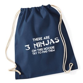 Hippowarehouse There are 3 ninjas on this hoodie try and find them Drawstring Cotton School Gym Kid Bag Sack 37cm x 46cm, 12 litres