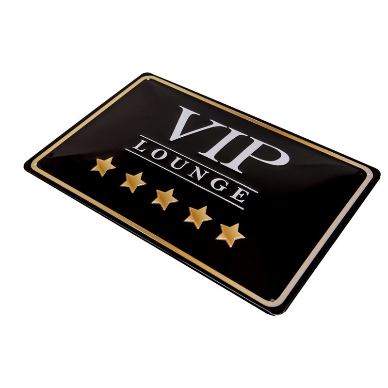 VIP Lounge Embossed Tin Sign 30 x 20 cm Metal