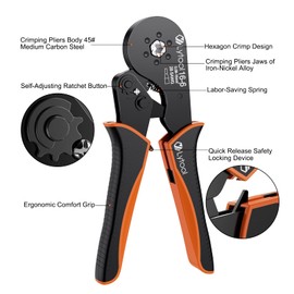 Crimping Pliers 0.08-16 mm², Lytool Wire End Ferrule Pliers Crimp Pliers Hexagonal Crimping Pliers for Insulated Uninsulated Crimping Connectors (Crimp Pliers 16-6)