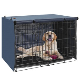 Seiyierr Dog Crate Cover - Kennel Cover Fit for 36 Inch Dog Crate, Double Door Polyester Crate Cover for Wire Dog Crate Indoor Outdoor Protection, Blue