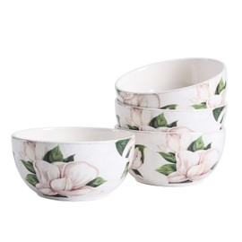 Bico Blossom Symphony Ceramic Cereal Bowls Set of 4, 26oz, for Pasta, Salad, Cereal, Soup & Microwave & Dishwasher Safe