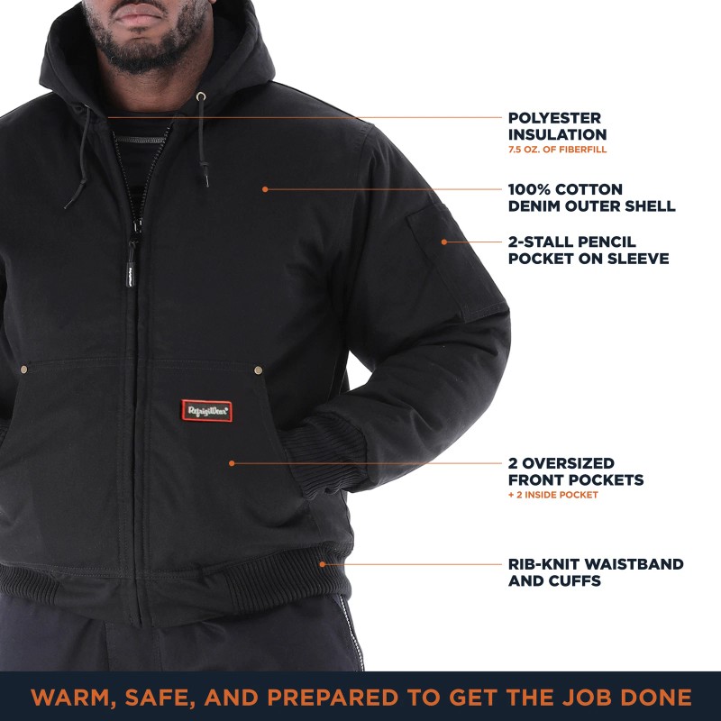 RefrigiWear ComfortGuard Service Jacket - Insulated Denim Hooded Work Jacket