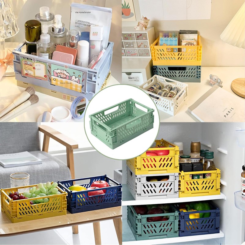 Pack of 5 Folding Boxes, Foldable, Stable, Plastic, Sturdy Folding