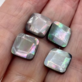 PremiumBead Faceted Tahitian Mother of Pearl Shell Square Beads | 12x12x4mm | 4 Beads |