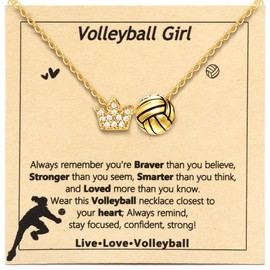 Alissl Volleyball Necklace for Women & Teens, Crown Ball Pendant Gift