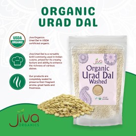 Jiva USDA Organics Urad Dal (Split Matpe Beans) 2 Pound - NEW Packaging!