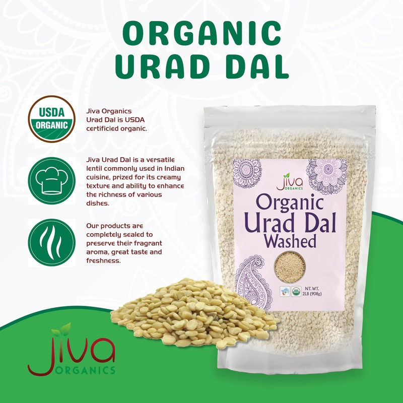 Jiva USDA Organics Urad Dal (Split Matpe Beans) 2 Pound