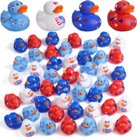 Jerify Patos de Goma Patrióticos de 2 Pulgadas Patos de Goma Flotantes de 4 de Julio Patito de Goma con Estrella de Ducha Pequeña de Día de la Independencia para Regalo de Cumpleaños Piscina (48)