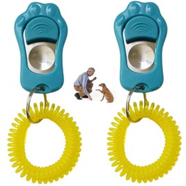 Malijnxin Dog Clicker for Training, 2 Packs Dog Training Clicker Pet Behavioral Training Clicker, Adjustable 3 Gears Pet Dog Training Clicker with Wrist Strap for Dogs Cats Birds Horses, Sky Blue