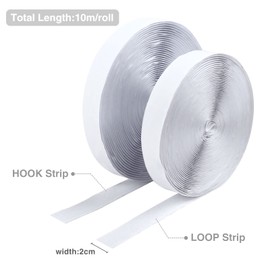 GWHOLE 32Ft x 0.75 Inch Hook and Loop Self Adhesive Tape White Fastening Tape for Home School Office, 2 Rolls