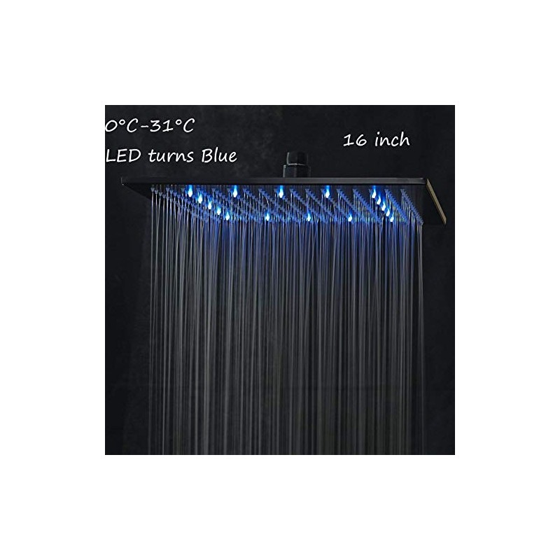NeierThodore LED 16 Inch Square Shower Head Replacement with Rotatable