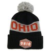 Ohio Winter Knit 3D Rubber Patch Pom Beanie Hat (Black/Gray/Red)