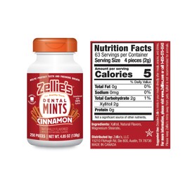Zellie's | 100% Xylitol Cinnamon Breath Mints | No Aspartame, Gluten Free, Vegan & Kosher Mints (250 Count - Pack of 1)