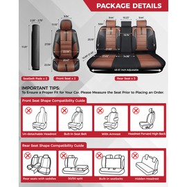 FREESOO Black Brown Car Seat Covers Full Set - Faux Nappa Leather Seat Covers for Cars, with Front Seatbelt Pads, Ultra Waterproof Cushion Protectors Fit for Most 5 Seats Sedans SUV Trucks Pick-ups