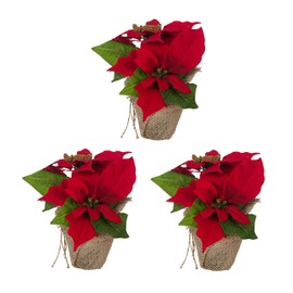 Bambelaa! Pack of 3 Christmas Star Artificial Window Realistic Christmas Decoration Christmas Decoration (Red)