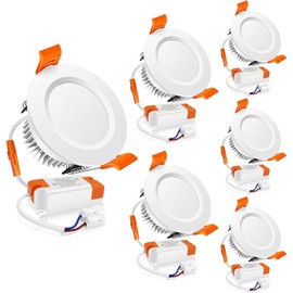 2 Inch LED Downlight, 3W Recessed Lighting Dimmable Ceiling Light Kit, 4000K Natural White, CRI80 White LED Can Lights with Driver(35W Halogen Equivalent), 6 Pack