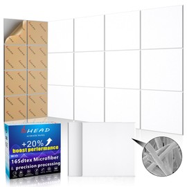 BSHEAD 10 pcs 165dtex Microfiber Acoustic Panels ，Self-Adhesive Soundproof Wall Panels, 12 x 12 x 0.4 in Sound Proof Foam Panels for Walls, High Density, Noise Dampening Panels for Home Studio（White）