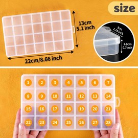 UKKQES 2PCS 28 Grids Clear Stackable Plastic Organizer Storage Box Container with Adjustable Dividers for Beads, Art DIY, Crafts, Jewelry, Fishing Tackle