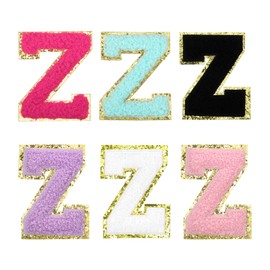 sourcing map Chenille Letter Patches 3.3" Alphabet Z Iron on Embroidered Patch Sew on Letter Stickers Applique for Repairing Clothing Jeans Shoes Hats DIY(Multicolored, Pack of 6)