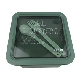 WOAFEY Bento Box for Adults & Kids - Bento Lunch Box with Spoon & Fork - Durable, Leak-Proof for On-The-Go Meal, BPA-Free and Food-Safe Materials Green