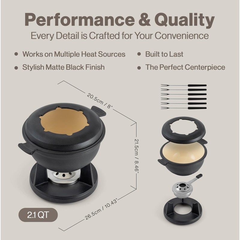 Swissmar Lucerne 10 Piece Cast Iron Fondue Set - Ideal