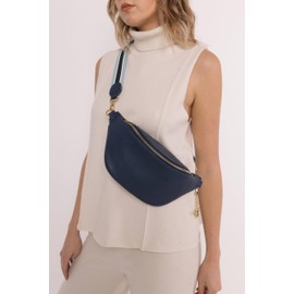 Alice Wheeler Bee Over Shoulder Banana Bag Crossover Flight Travel, navy