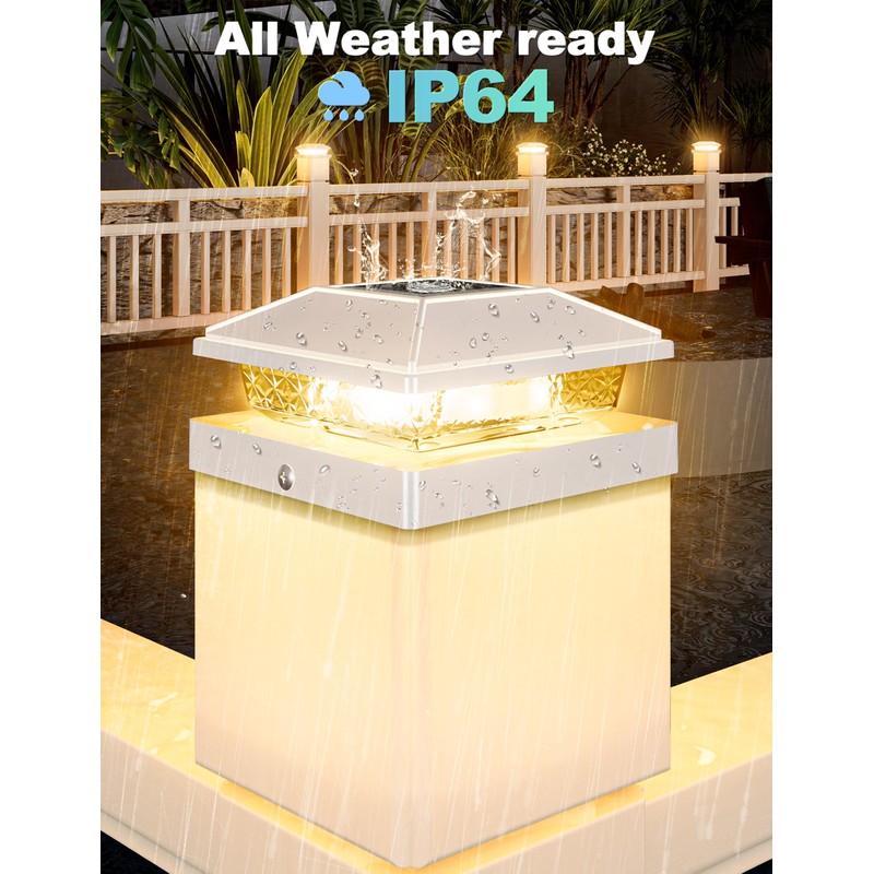 VOLISUN 4x4 Solar Fence - Post Lights 12pack, Post Cap