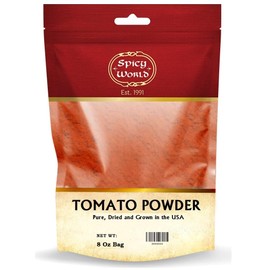 Spicy World Pure Dried Tomato Powder 8oz Bag- USA Grown, Dried Tomatoes Made Into a Powder for Soups, Sauces, Seasonings, & More! No Added Colors