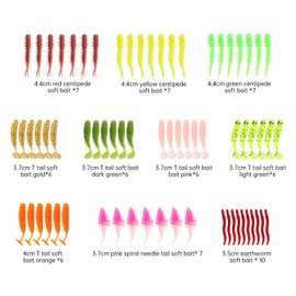 OriGlam 68pcs Fishing Topwater Lures Kits Mixed Artificial Baits Tackle Box, Soft Plastic Fishing Lures Baits Including Soft Worm Centipede for Bass Trout Walleye