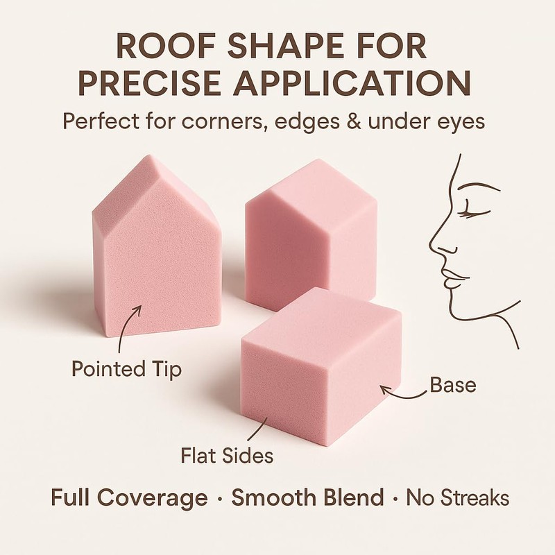 Makeup Sponges Set 60 Count Triangle Cosmetic Wedges for Foundation