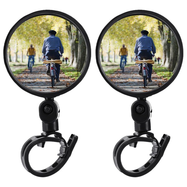 Simsky 2pcs Bicycle Mirrors, 360° Rotatable Bike Mirrors, Folding Bike Mirror, HD Bike Mirror for Mountain Bikes, Road Bikes, E-Bikes and Other Bikes