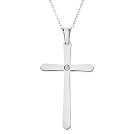 Milreason Cross Necklace for Women 18K White Gold Plated Pendant Fashion Diamond Necklace Religious Jewelry Christian Corss Pendant Necklace Elegant Birthday Gift for Women
