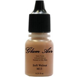 Airbrush Makeup Foundation Matte M13 Soft Walnut and M15 Summer Bronze Water-based Makeup Long Lasting All Day Without Smearing Running, Fading or Caking 0.25 Oz Bottle By Glam Air