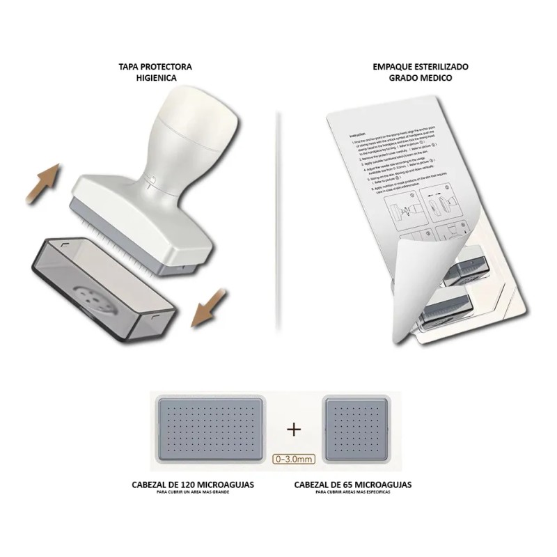 Barbarian Brothers Dermastamp 120 + 64 Microagujas Ajustables Dermaroller