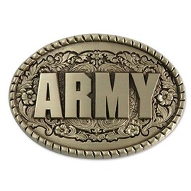 Indiana Metal Craft US ARMY Western Design Solid Brass Belt Buckle MADE IN USA