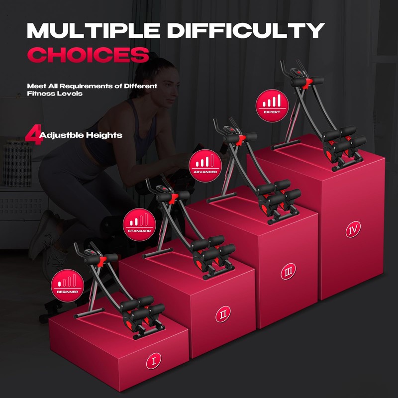 BODY RHYTHM Dual-Track Ab Machine with 4 Adjustable Heights, Foldable