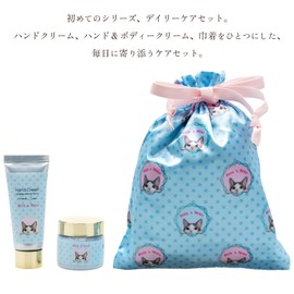 Cozy Company 172829 Hand Cream, Hand & Body Cream, Drawstring Bag Set, Fresh Sabon, Gift Box, Hand, Body Care, Cats, Bees, Cosmetics, Birthday, Women, Peeker, Cat, Blue, Gift Present