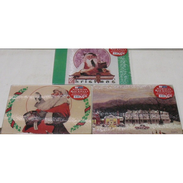 Set of 3 Norman Rockwell Glass Cutting Boards 8"X 10"