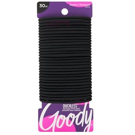 Goody Ouchless - Elásticos para el cabello, sin tirones, no se rompen, sin enredos para cabello grueso, rizado, rizado y texturizado, 30 unidades, negro, soportes para cola de caballo de larga