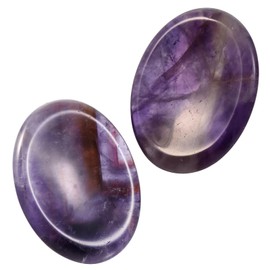 Nupuyai 2 Pieces Natural Amethyst Stone Gemstone Thumb Stone Massage Stone Worry Stone Pocket Stone Crystal Set for Reiki Healing Chakra Stones Decoration