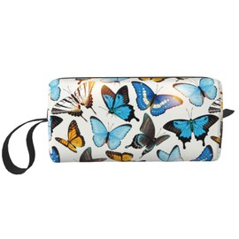 JKJOJIA Dino Cartoon Dinosaur Makeup Bag Organizer Small Cosmetic Bags Portable Travel Toiletry Bag With Handle Simple Accessories Storage Zipper Pouch For Women Girl, Stylish Butterfly, One Size